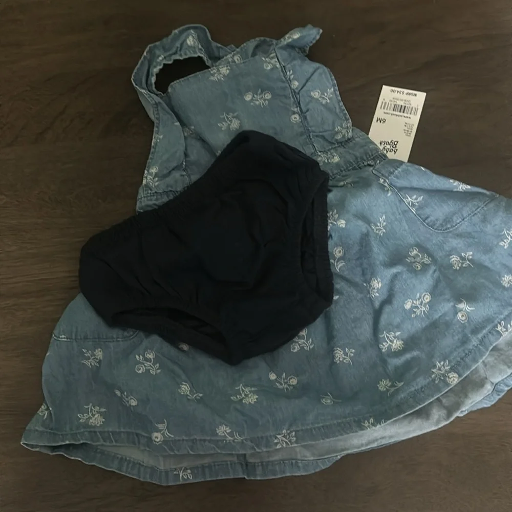 NWT  Sale‼️‼️Baby Girl OshKosh B'gosh® Floral Chambray Dress 6 MONTHS, Denim